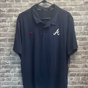 Nike Men's Dark Blue Polo with Red Accent